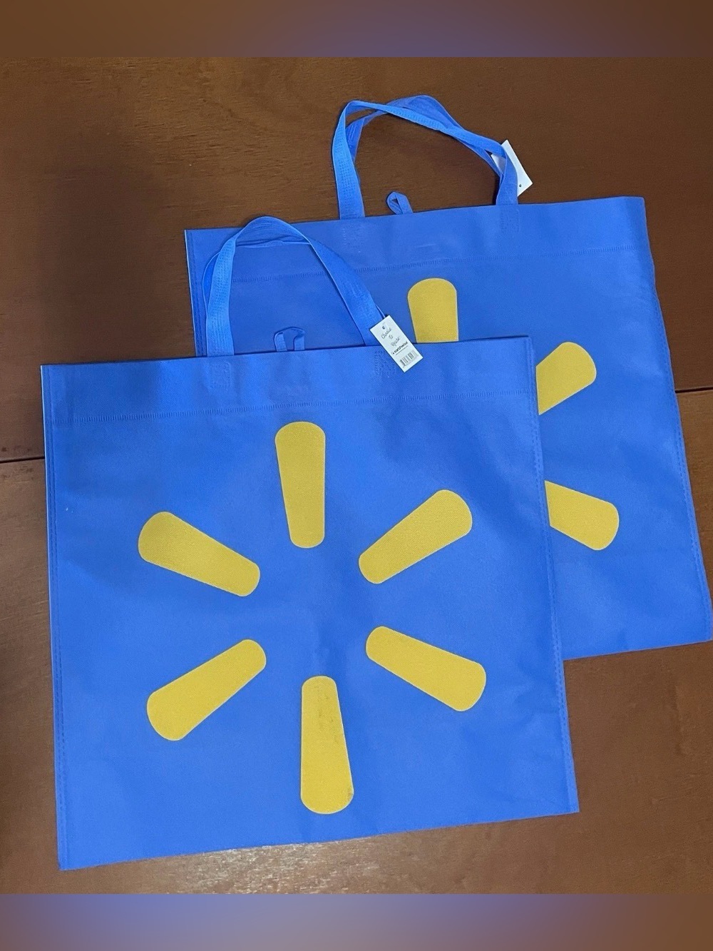 Walmart Lot Of 25 Reusable Shopping Bags Cloth 17” x 18” x 7” Blue Spark
